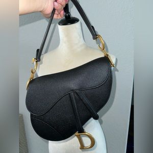 DIOR SADDLE BAG | Black Grained Calfskin handbag